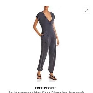 Movement Hot Shot Plunging Jumpsuit Medium washed black